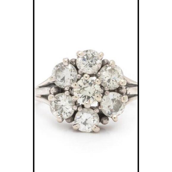 Antique Old Cut Diamond Cluster Ring 2.3 cttw - Picture 1 of 4